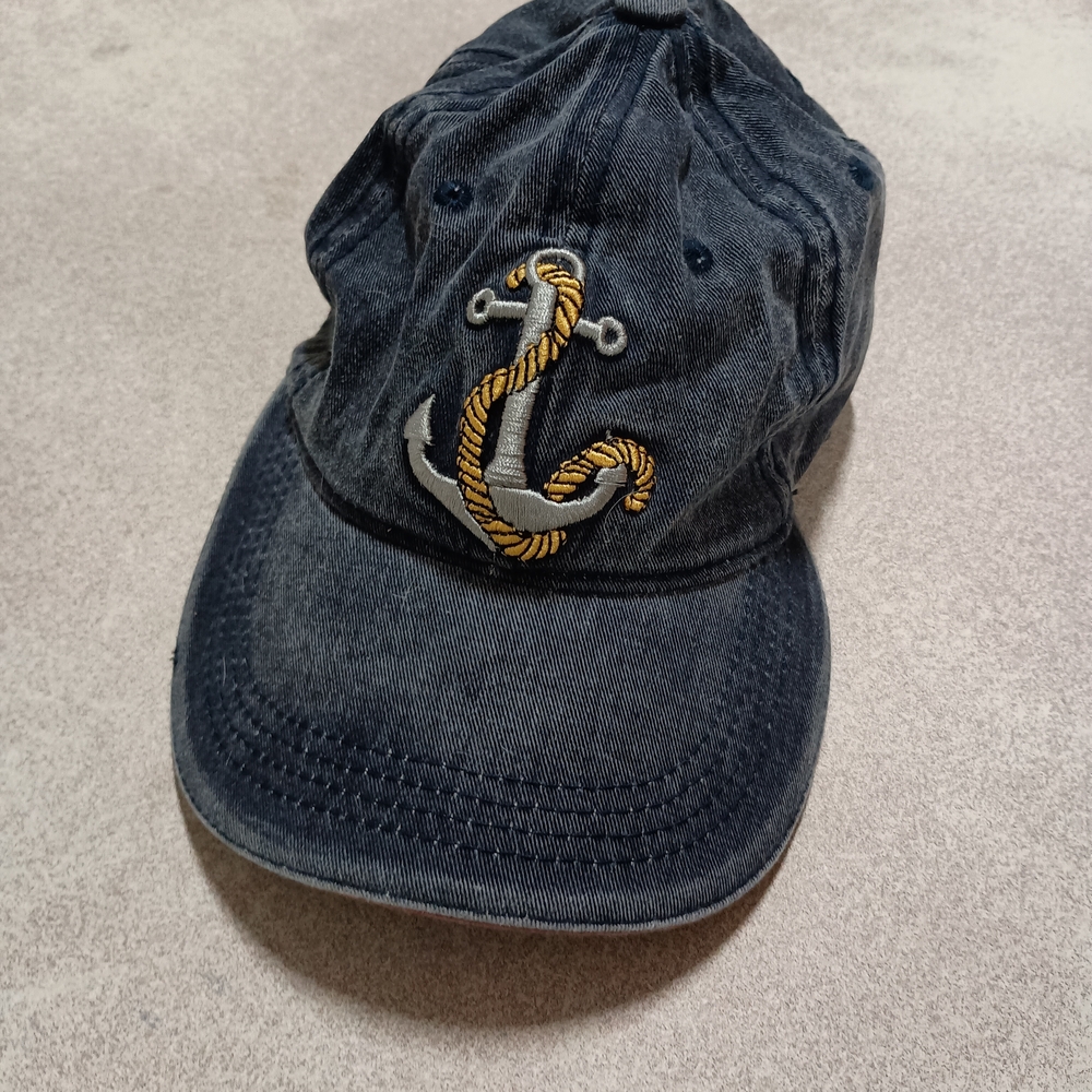 Nautical Anchor Embroidered Denim Cap (A-44)